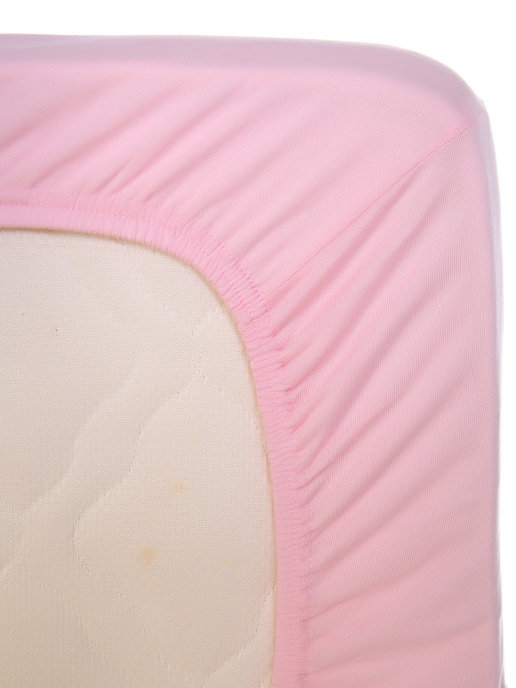 Простыня на резинке трикотаж ИВТЕКС 120х200х20 см, розовый