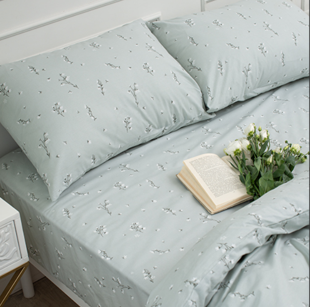 Простыня поплин Премиум  1,5-спальная (150х217 см,) Подснежники