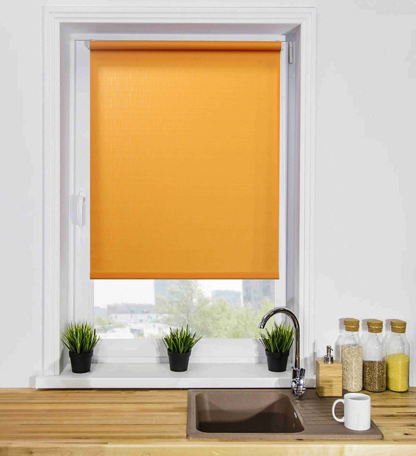 Рулонная штора проницаемая 160*175 см  оранжевый