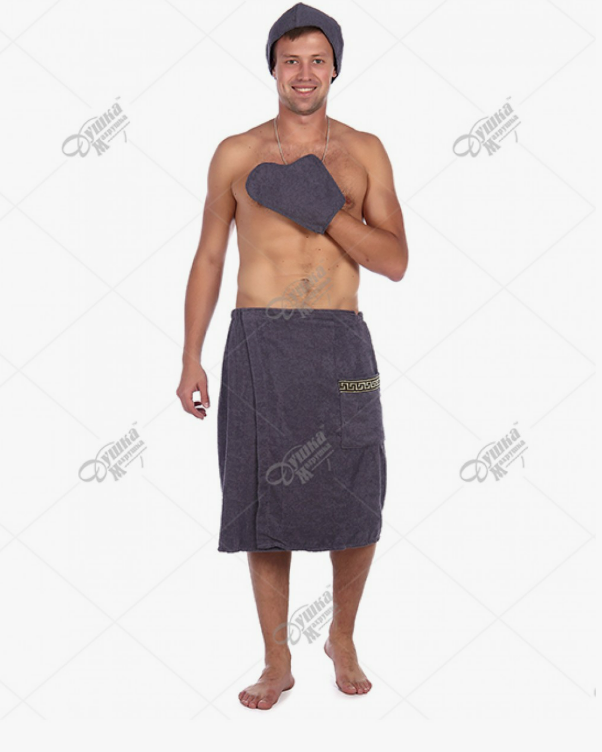 Набор для сауны махровый мужской графитовый