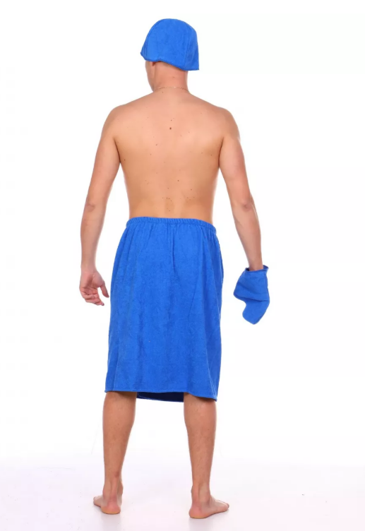 Набор для сауны махровый мужской синий