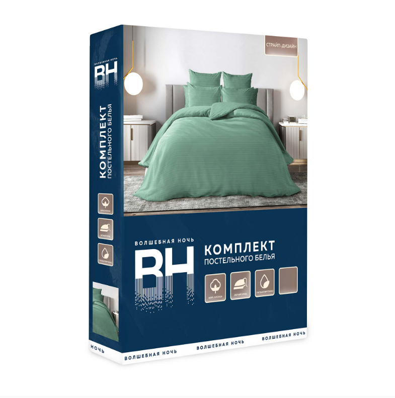 Постельное белье "Malachite green", ранфорс Волшебная ночь евро