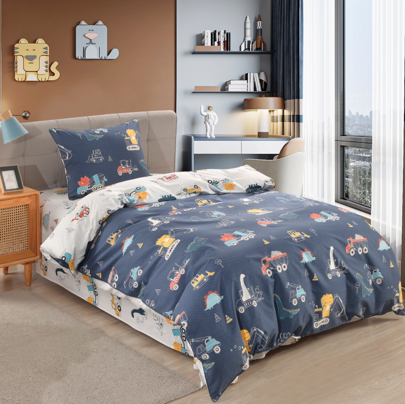 Постельное белье  Софи де Марко сатин 1,5 спальное детск. рисунок  диноленд синий