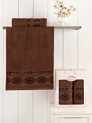 Комплект махровых полотенец REBEKA (50х90 см-1, 70х140 см-1) коричневый