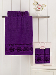 Комплект махровых полотенец REBEKA (50х90 см-1, 70х140 см-1) фиолетовый