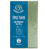 Простыня поплин Премиум на резинке  120*200*20 см ментол меланж