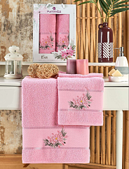 Комплект махровых полотенец Мерзука (50х90 см-1, 70х140 см-1) Розовый
