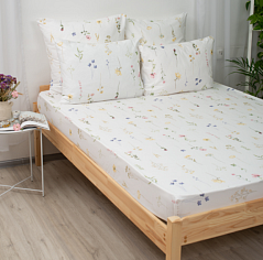 Простыня поплин Премиум на резинке  160*200*20 см Гарден