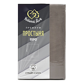 Простыня страйп-сатин Премиум  200х217 см темно-серый (евро)