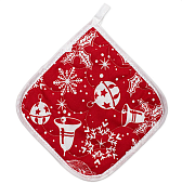 Прихватка Традиция НГ снежинки красные 20х20 см.