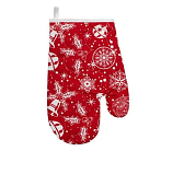 Прихватка Традиция Рукавица НГ стеганная снежинки красные