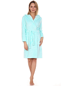Халат велсофт женский с капюшоном бирюза 46 р-р
