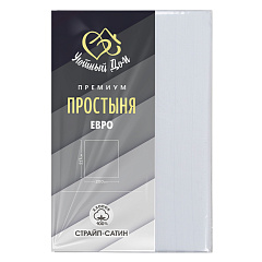 Простыня страйп-сатин Премиум  200х217 см  белый(евро)