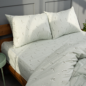 Простыня поплин Премиум  2,0-спальная (177х217 см,)  Подснежники