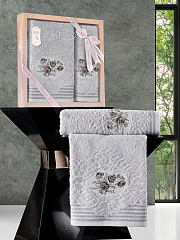 Комплект махровых полотенец STELLA (50х90 см-1, 70х140 см-1) светло-серый